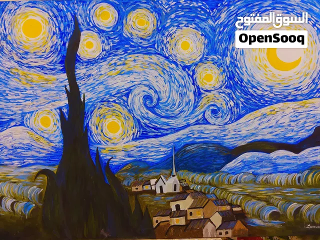 عمل فني  ليلة النجوم ،مرسومة يدويا