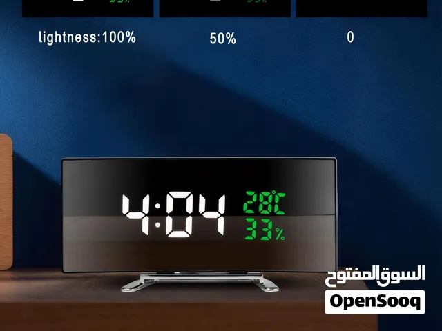 ساعة منبه رقمية بتصميم شاشه  منحنية كيرف و عرض LED