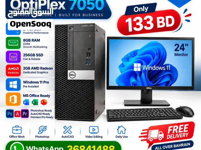 Dell Core i7 7th Gen Computer Set 8GB RAM 256GB SSD 2GB AMD Graphics Dedicated WhatsApp