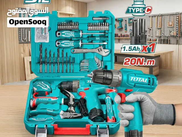 طقم شنيور TOTAL لاسلكي بشنطة عدة متكاملة