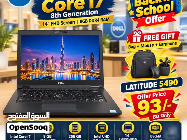 Special Offer DELL Core I7 8th Generation Professional Laptop 14 FHD Screen 8GB RAM + 256GB SSD M.2