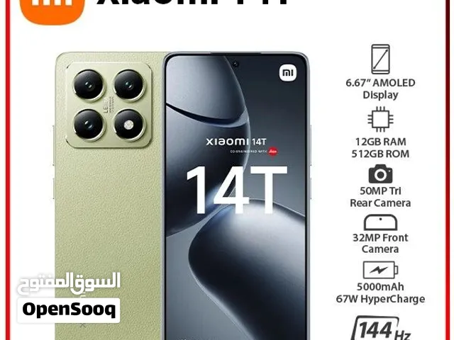 شاومي 14T ذاكرة 512 ورام 16 ولونه اخضر نفس في الصورة معاه لصقة وجواء اتصال علي وتساب نفس الرقم