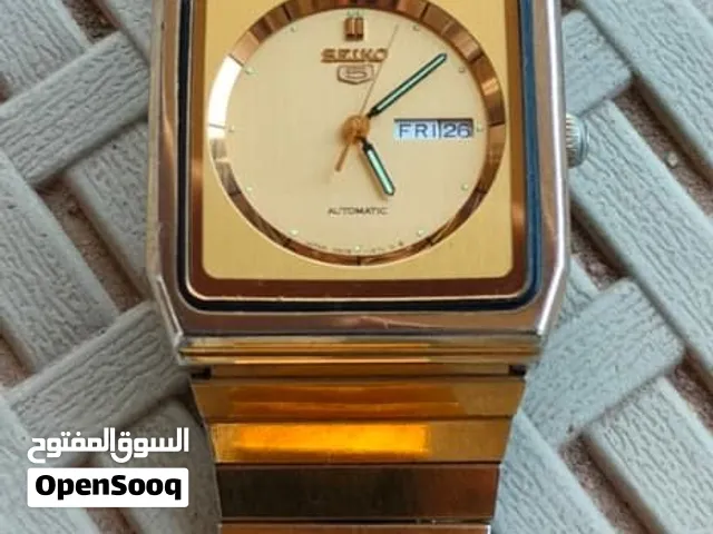 (Seiko 5 Automatic) ياباني أصلي مطليه بالدهب تعمل بحركة اليد ودقات القلب والملو أكثر من 40 سنة
