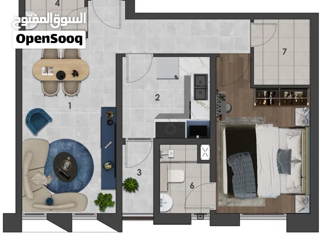 شقة للبيع في مرتفعات المطار – غرفة نوم واحدة