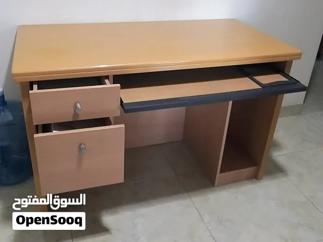Strong Wooden Office Computer Table in excellent condition with keyboard tray and 2 side drawers