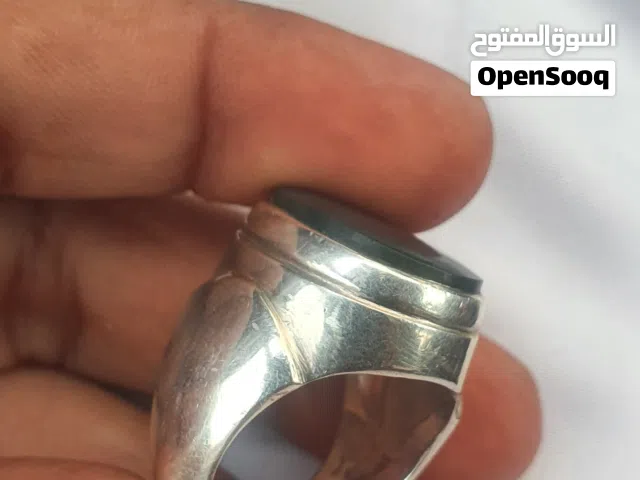 خاتم فضة بحجر يشم