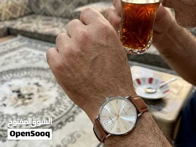 ساعه رجالي ماركة متينه سير جلد طبيعي مكينه اصليه شاشه زفير