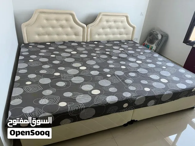 Double Bed with Upholstered Headboard (two cots and mattress)