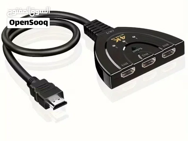 محول HDMI بثلاث مخرج ومدخل واحد مع كيبل الوصل  HDMI switcher with three inputs and one output