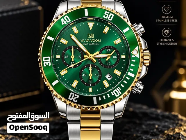 VA VA VOOM Luxury Green Dial Watch – Gold & Silver Edition