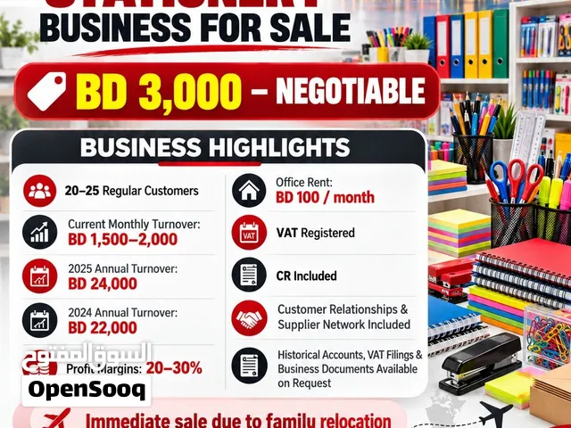 Established Stationery Business for urgent sale in Bahrain