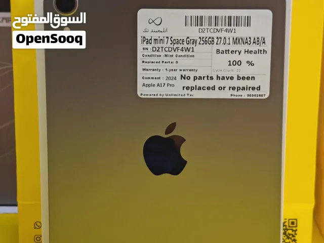 ايباد ميني 7 - 256 جيجا – A17 Pro – رمادي بطارية 100% مستعمل كالجديد