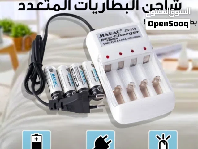 شاحن بطاريات + 4 بطاريات شحن قابله للشحن بطاريه شحن بطارية بطاريه شحن