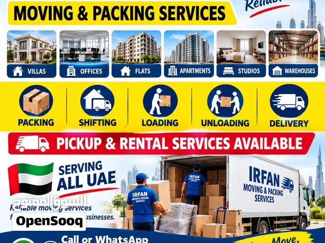 IRFAN MOVING & PACKING SERVICES   Villas   Offices   Flats   Apartments   Studios
