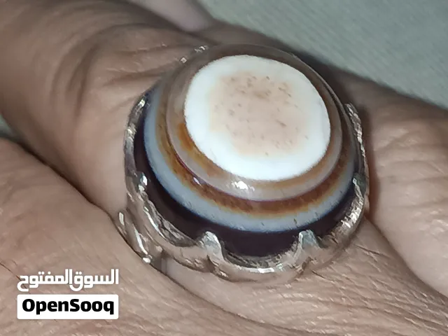 خاتم فضة 925مختوم مع حجر عقيق يماني نخب من الأخر