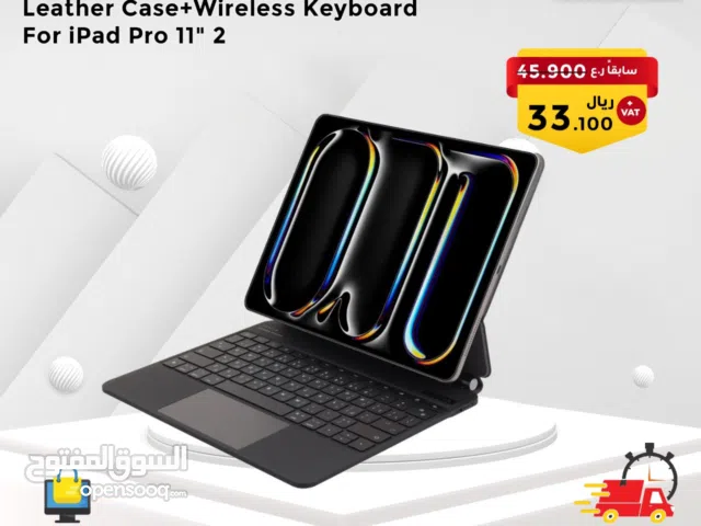 Levelo Compatible with iPad Pro 11 2024 AeroBoard Saffiano Leather Wireless Keyboard - Multi-Gestur