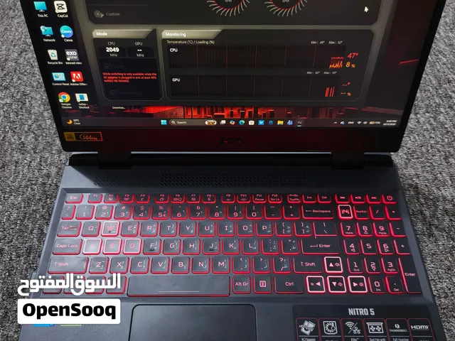 لابتوب كيمنك وتصميم 5 Acer Nitro بحالة شبه جديد كارت 4050 140 واط، جيل 12 فئة H ذاكرة تيرا ورام 16