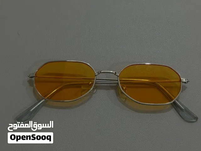 نظارة شمسية كلاسيكية بإطار معدني وعدسات صفراء (Vintage Oval Yellow Tint Sunglasses)