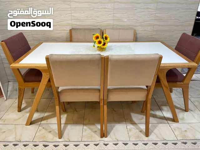 ميز طعام مستخدم اخو الجديد خشب زان اصلي قوي جدآ 6كراسي السعر 750 الف