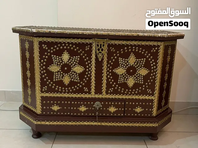 Traditional antique Wooden Chest with Brass Inlay Decor