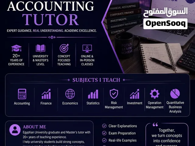 Accounting and Finance tutor Online university Tutor