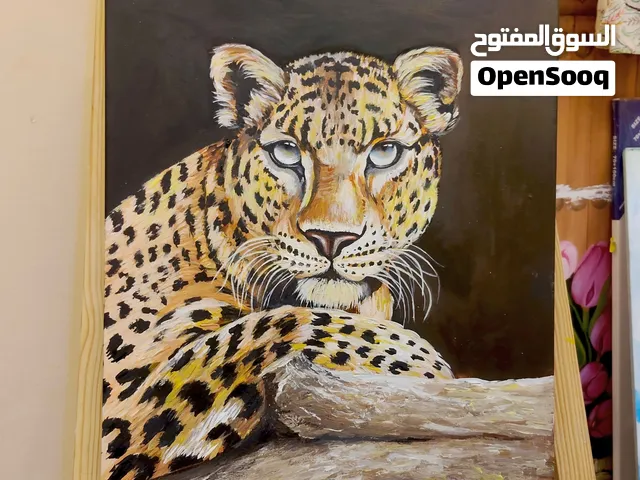 لوحة فنية ،فهد ،بألوان الاكريليك