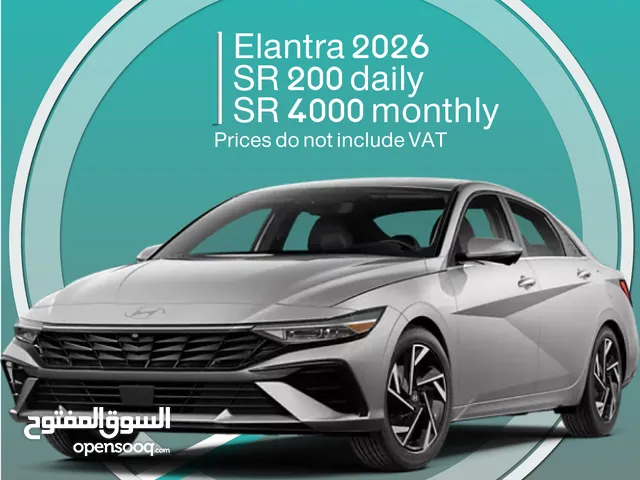 Hyundai Elantra 2026 for rent in Dammam - Free delivery for monthly rental