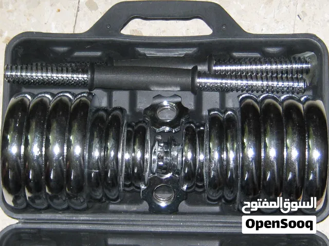 دمبل  عدد2   مع بار طويل  الوزن 30 كيلو  يد اولى غير مستخدمين