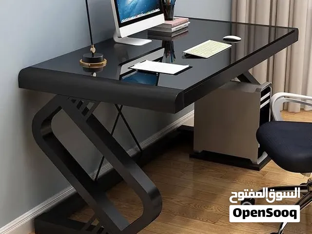 مكتب الدراسة والقيمنغ الزجاجي   اسود شكل Z حديد ثقيل وجه سيكوريت ضد الكسر  مساحة واسعة أب