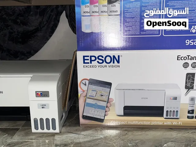 طابعة إبسون Epson EcoTank L3256 بحالة الزيرو شبه جديدة مع عبوة حبر أسود إضافية