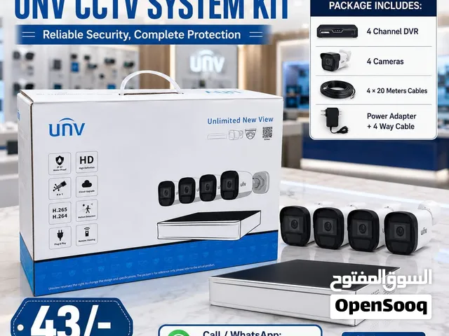 New UNV CCTV Full Kit System 4 Channel DVR + 4 Cameras + 20MTR 4 Cable