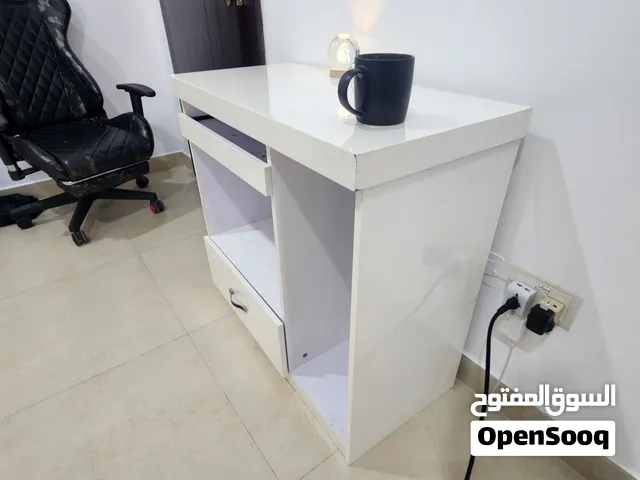 White Table with Drawer & Storage Shelves in (Great Condition)