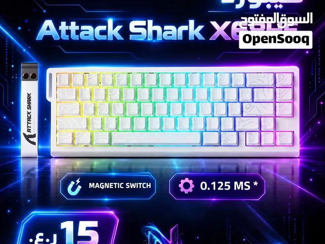 كيبورد قيمنق Attack Shark X68HE أبيض RGB – مفاتيح مغناطيسية للألعاب