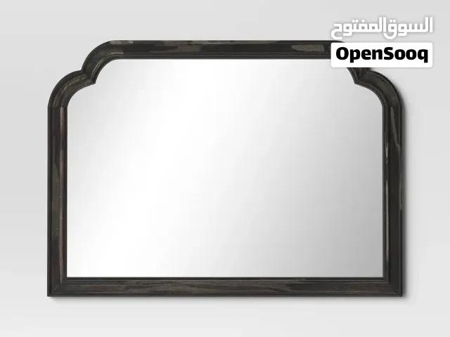 French rustic wooden mantelpiece mirror, sealed - 92cm x 66cm, natural color - by ThresholdTM (black