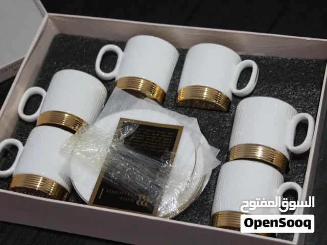 طقم فناجين قهوة رويال امبريال  ابيض مذهب فاخرRoyal golden white coffee cups set