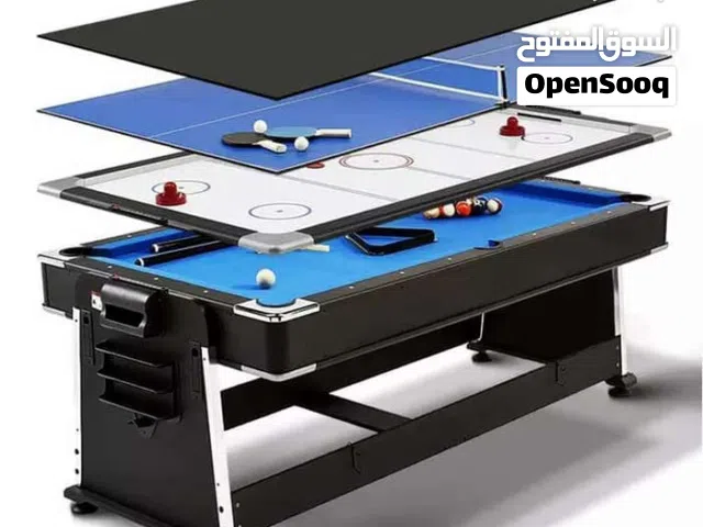 طاولة 4 في 1 المميزة بلياردو وهوكي وتنس وطاولة طعام مقاس 7 قدم خشب بوزن 150 كيلو