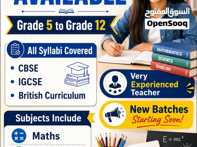 Tuition for Grade 5–12  CBSE, IGCSE & British Curriculum  Maths, Science & English