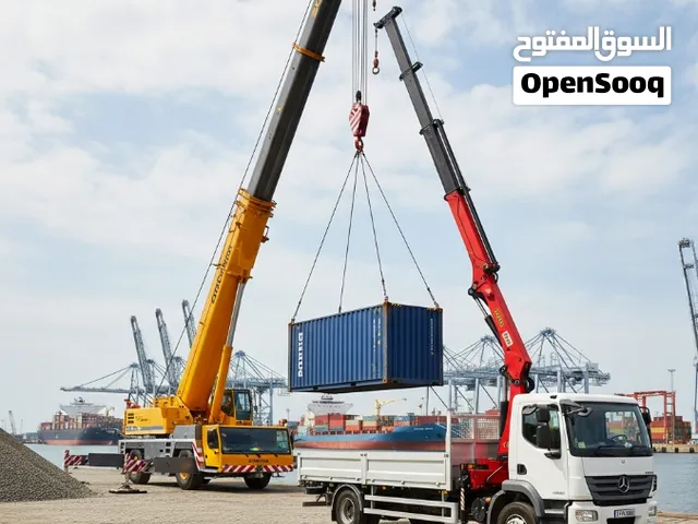 Truck Hiab Crane,10 Ton Box Truck, Trailer for Rent شاحنة هاياب مع کرین شاحنة صندوقية 10 طن، وتريلا