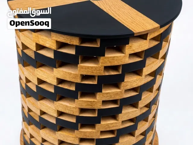ترابيزة جانبية مودرن بتصميم هندسي مميز – قطر 40 سم × ارتفاع 50 سم