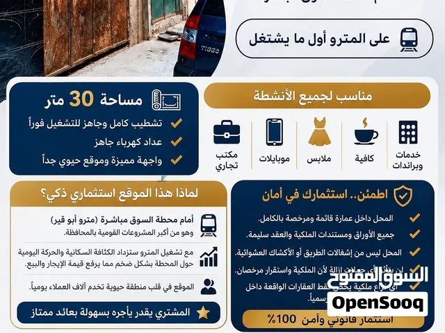 محل للبيع امام المترو الجديد