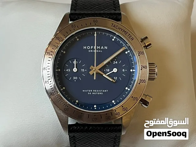 ساعة هوفمن Hoffman Racing Chronograph - مينا أزرق وحزام جلد - قياس 41mm
