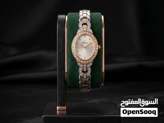 ساعة  ماركة Jovial سويسرية نسائية اصلية 1523LAMQ05ZE بطارية كوارتز وبحجم صغير 34mm