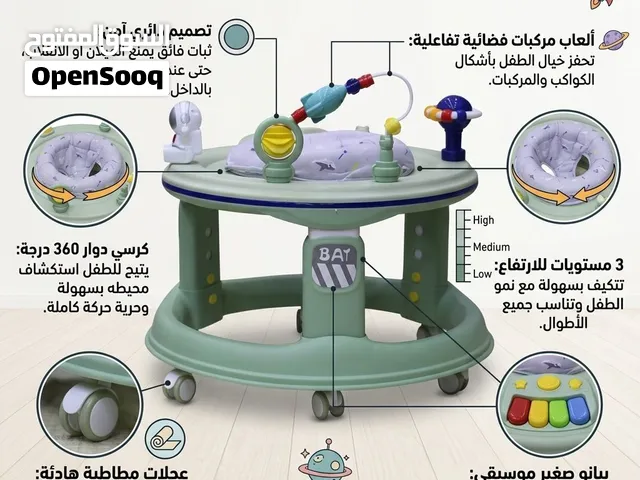 عرض خاص على مشّاية الأطفال الذكية 360 درجة من Island Toys مع اضاءة على الدائرة العلويه للكراجة