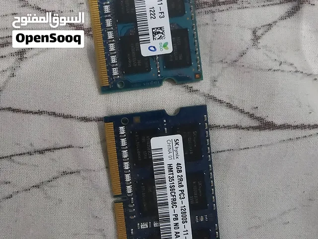 للبيع رام لابتوب 8GB (قطعتين 4GB) DDR3 SK Hynix 1600MHz