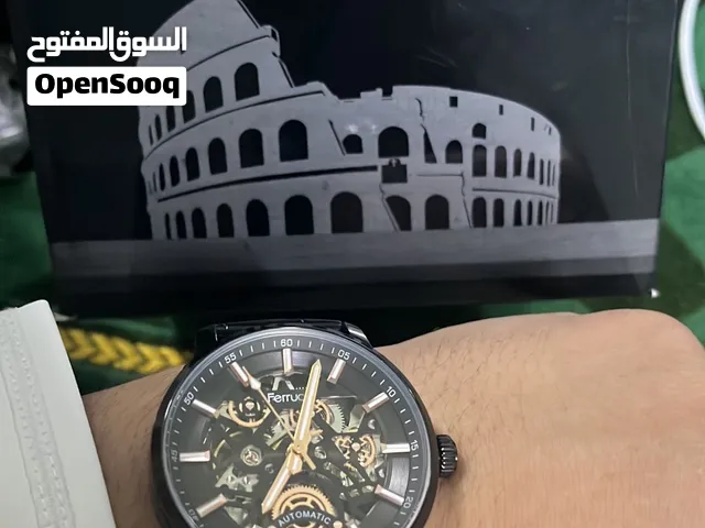 ساعه فيروتشي اوتوماتيك اوبن باك كيس السكيلتون براند عالمي ولا غلطه مع كامل مرفقاتها الفول بلاك