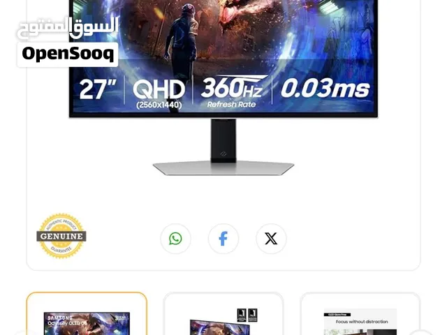 شاشه سامسونج شبه جديده مستعمله فتره بسيطه تحت الضمان بدون شموخ  g6 360hz/2k/27inch