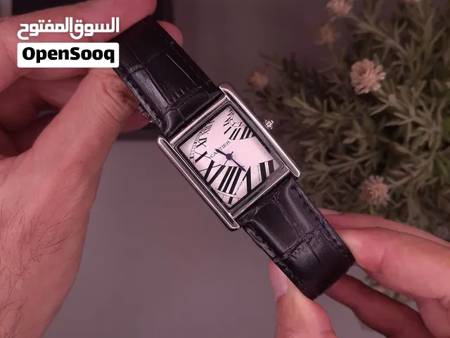 ساعة رجالي جلد اسود