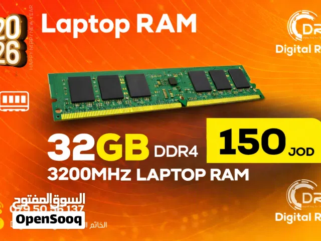 RAM laptop 32GB DDR4 3200MHz Kingstone جديد مكفول سنة بسعر مغري