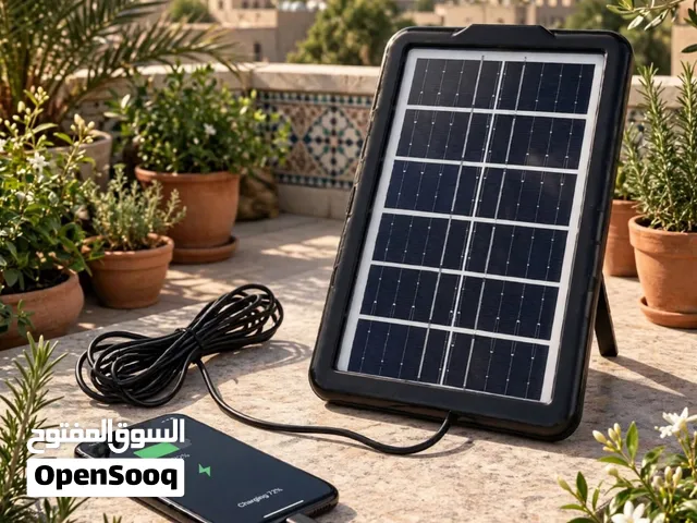 لوح طاقة شمسية 14×22 سم كفاءة عالية كابل متعدد رؤوس شحن موبايل باور بانك حامل معدني فاخر جدا جدا جدا