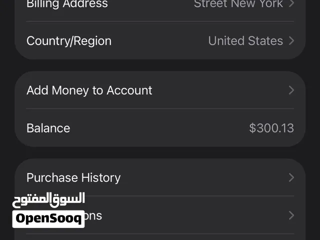 حساب apple account يحتوي ع 300$ ايتونز امريكي للبيع